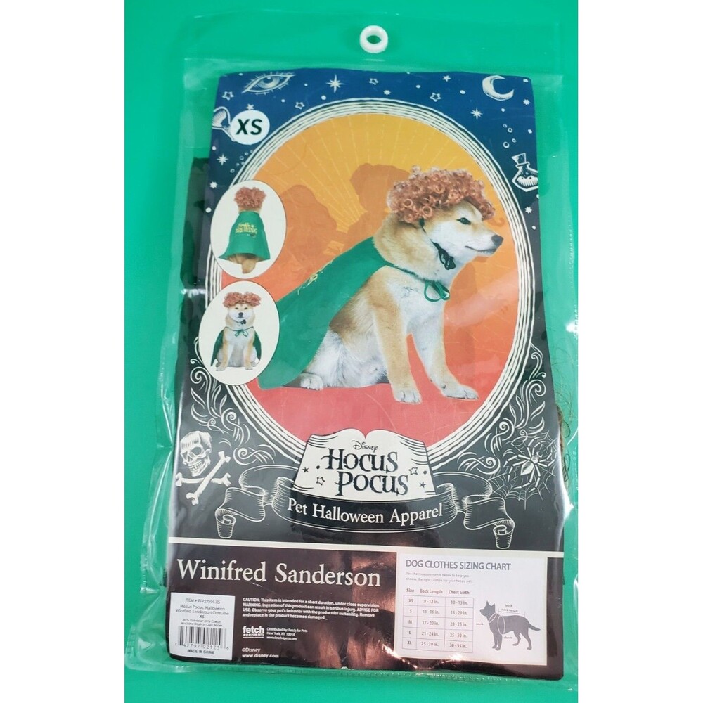 Disney Hocus Pocus Winifred Sanderson Pet Halloween Apparel Dog Costume XS